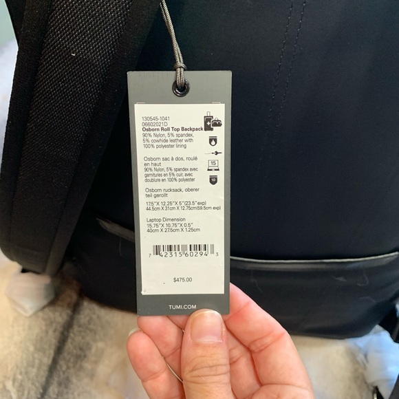 { Tumi } Osborn Harrison Roll Top Backpack Black - Picture 10 of 16